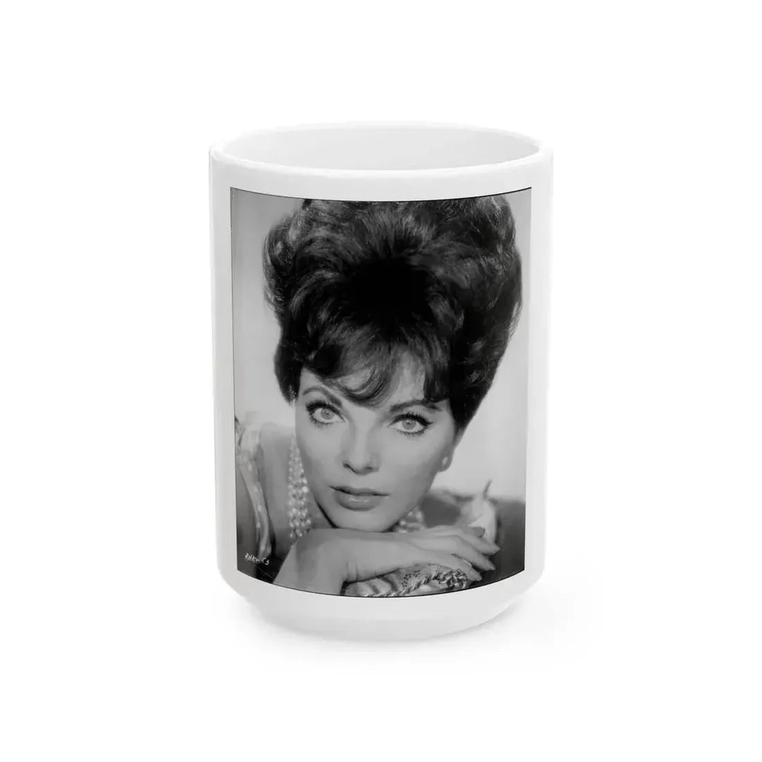 Joan Collins #653 (Vintage Female Icon) White Coffee Mug 15oz - Go Mug Yourself