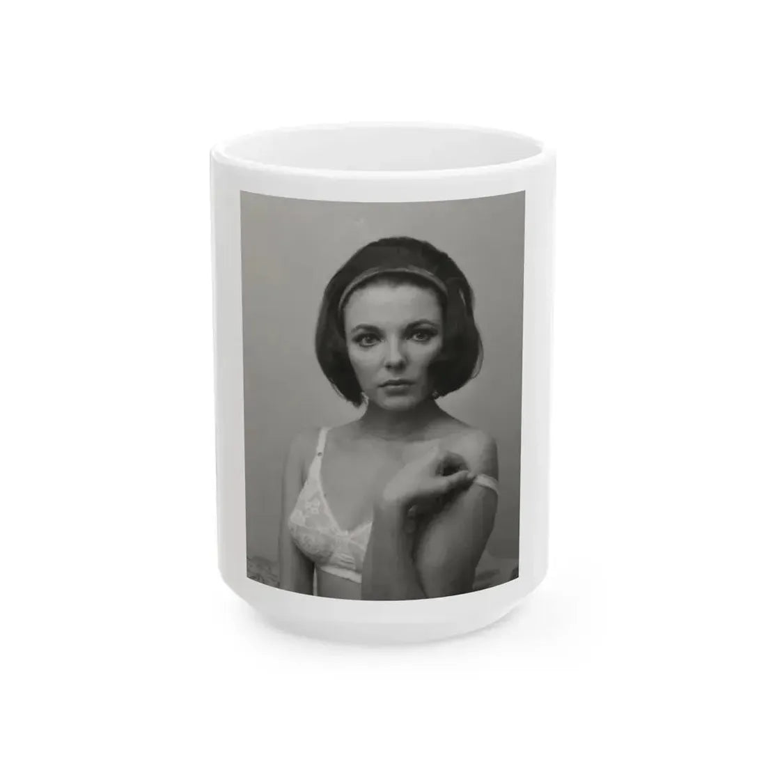 Joan Collins #663 (Vintage Female Icon) White Coffee Mug 15oz - Go Mug Yourself
