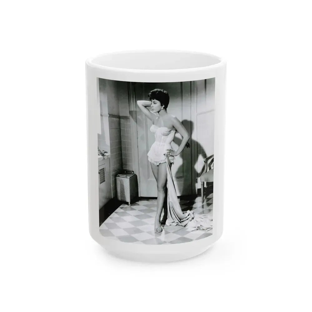 Joan Collins #670 (Vintage Female Icon) White Coffee Mug 15oz - Go Mug Yourself