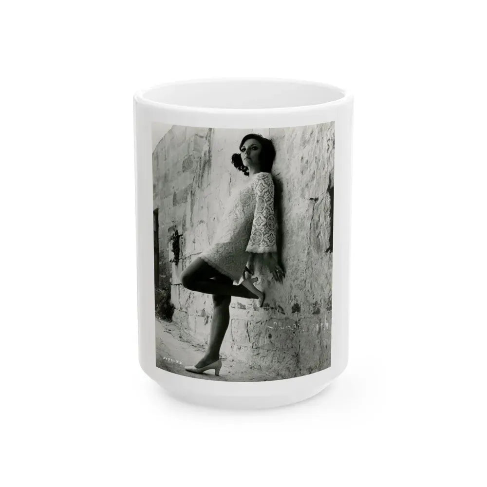 Joan Collins #673 (Vintage Female Icon) White Coffee Mug 15oz - Go Mug Yourself