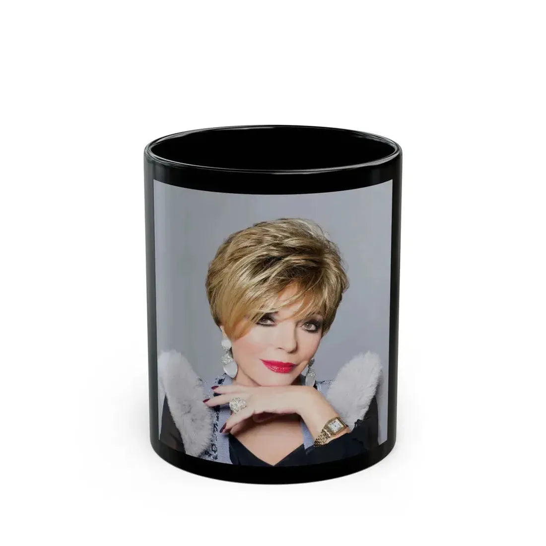 Joan Collins #678 (Vintage Female Icon) Black Coffee Mug 11oz - Go Mug Yourself