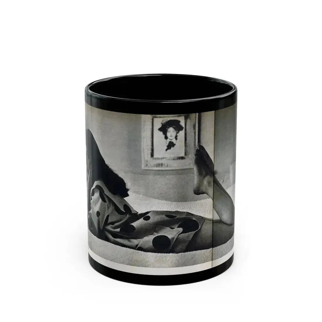 Joan Collins #679 - International Pin-Ups Mag. '57 - 1 B&W Centerfold Photo (Vintage Female Icon) Black Coffee Mug 11oz - Go Mug Yourself