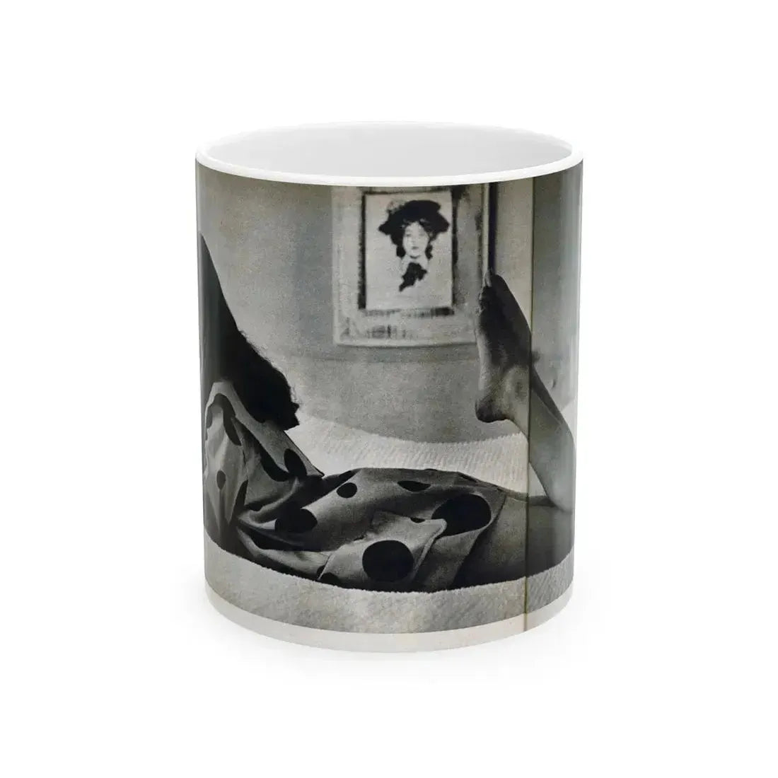 Joan Collins #679 - International Pin-Ups Mag. '57 - 1 B&W Centerfold Photo (Vintage Female Icon) White Coffee Mug 11oz - Go Mug Yourself
