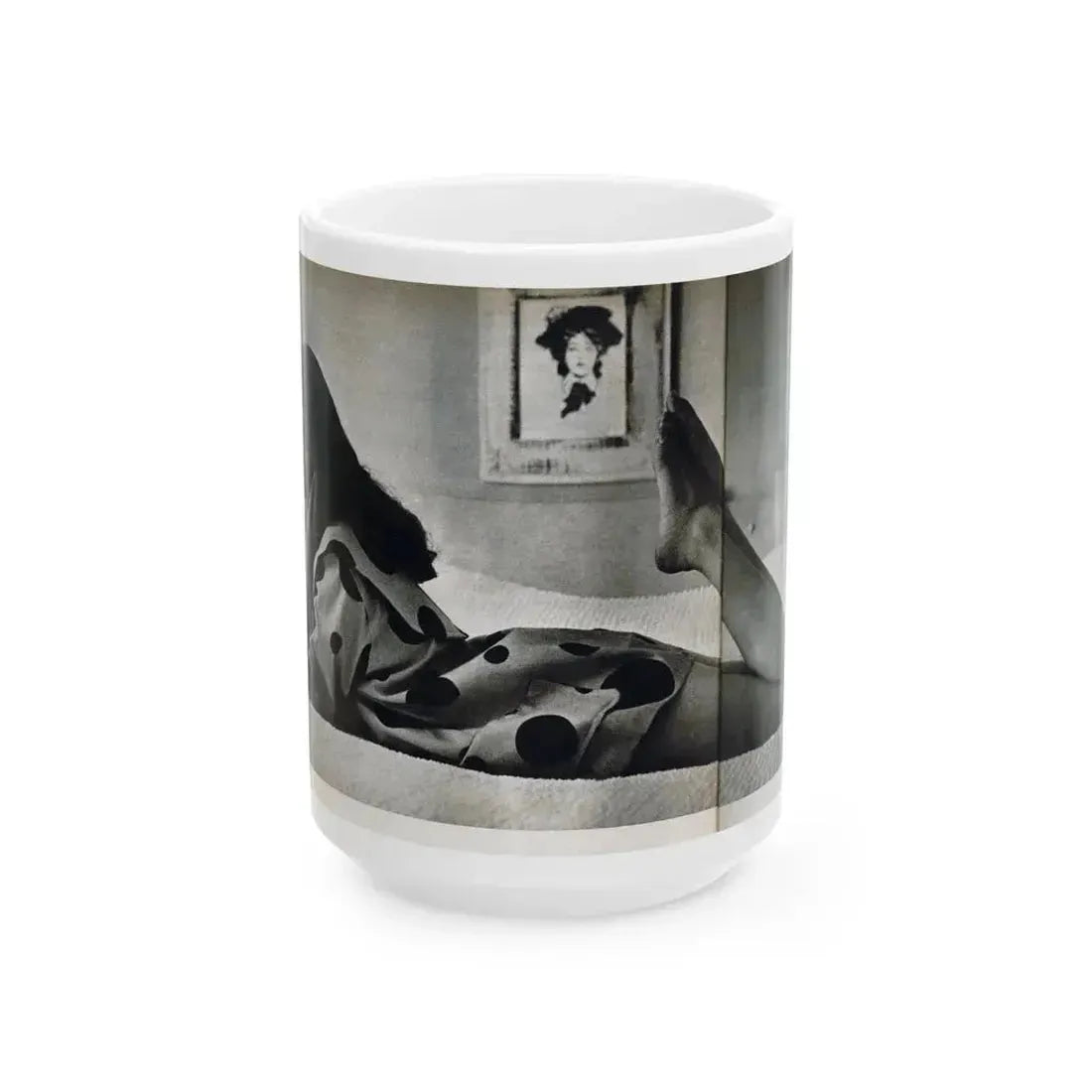 Joan Collins #679 - International Pin-Ups Mag. '57 - 1 B&W Centerfold Photo (Vintage Female Icon) White Coffee Mug 15oz - Go Mug Yourself