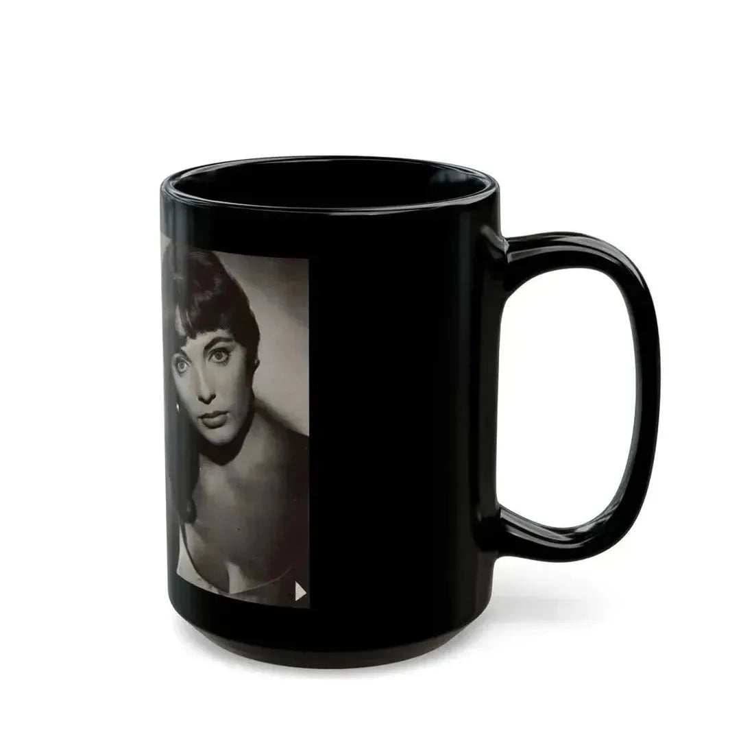 Joan Collins #685 - 2 Pages, 3 B&W Photos & Captions from Picture Week 3-27-56 (Vintage Female Icon) Black Coffee Mug - Go Mug Yourself