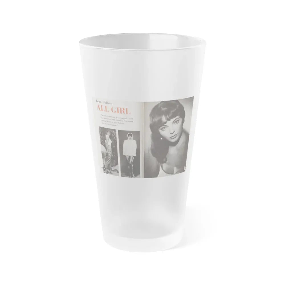 Joan Collins #685 - 2 Pages, 3 B&W Photos & Captions from Picture Week 3-27-56 (Vintage Female Icon) Frosted Pint Glass 16oz 16oz Frosted - Go Mug Yourself