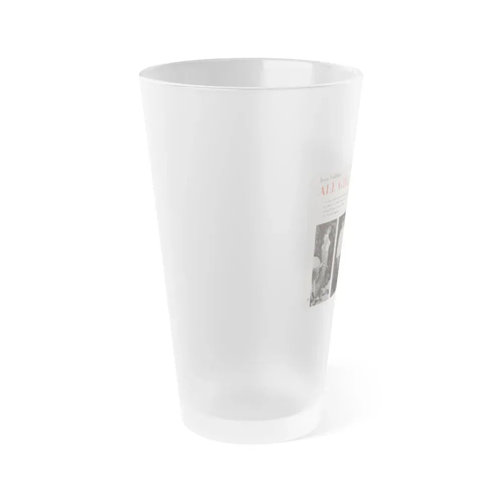 Joan Collins #685 - 2 Pages, 3 B&W Photos & Captions from Picture Week 3-27-56 (Vintage Female Icon) Frosted Pint Glass 16oz - Go Mug Yourself