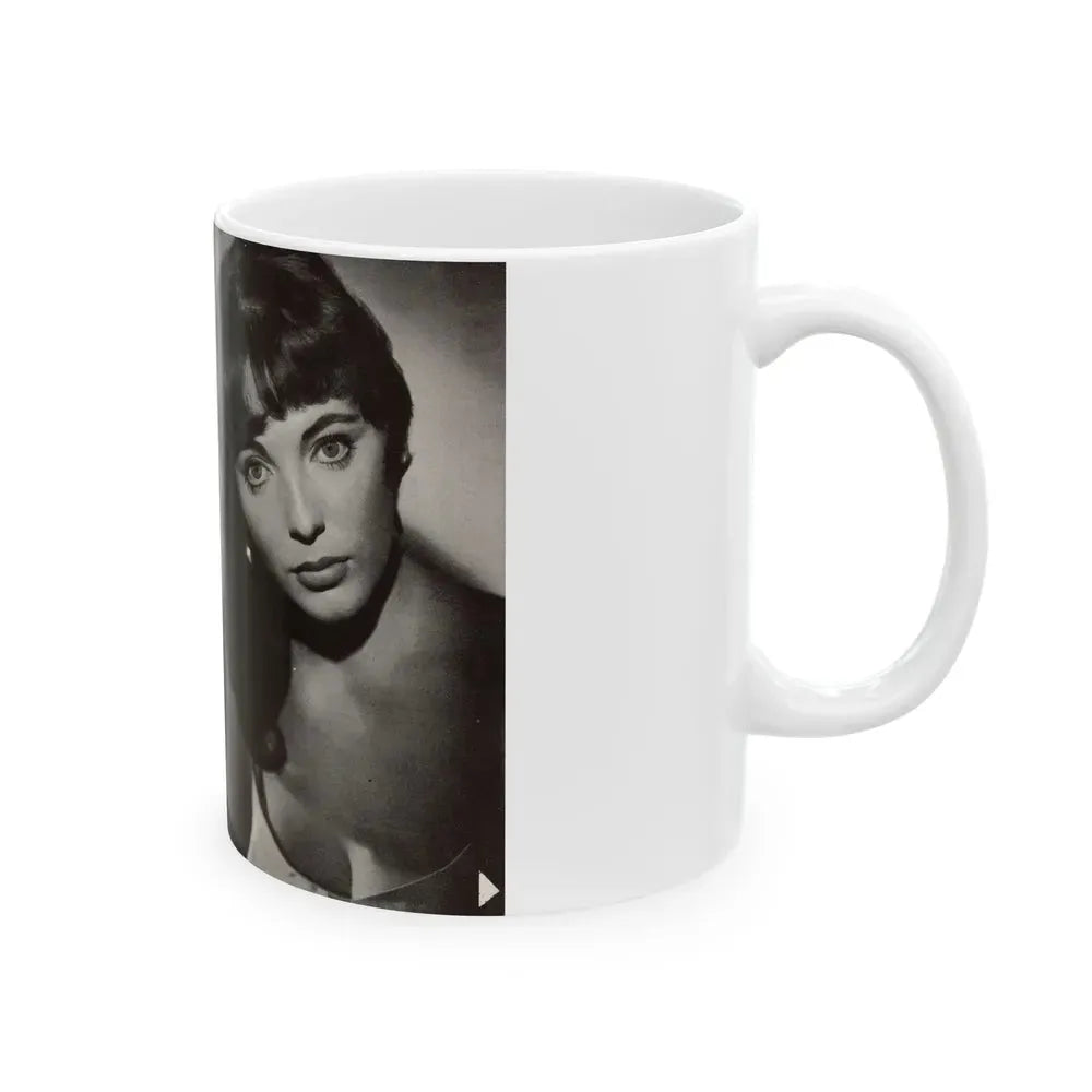 Joan Collins #685 - 2 Pages, 3 B&W Photos & Captions from Picture Week 3-27-56 (Vintage Female Icon) White Coffee Mug - Go Mug Yourself