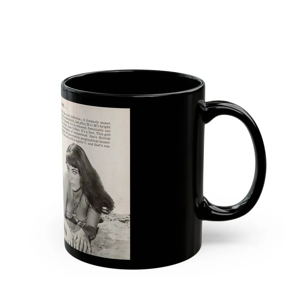 Joan Collins #686 - 2 Pages, 3 B&W Photos, Captions & Article Start from Picture Week 3-27-56 (Vintage Female Icon) Black Coffee Mug - Go Mug Yourself