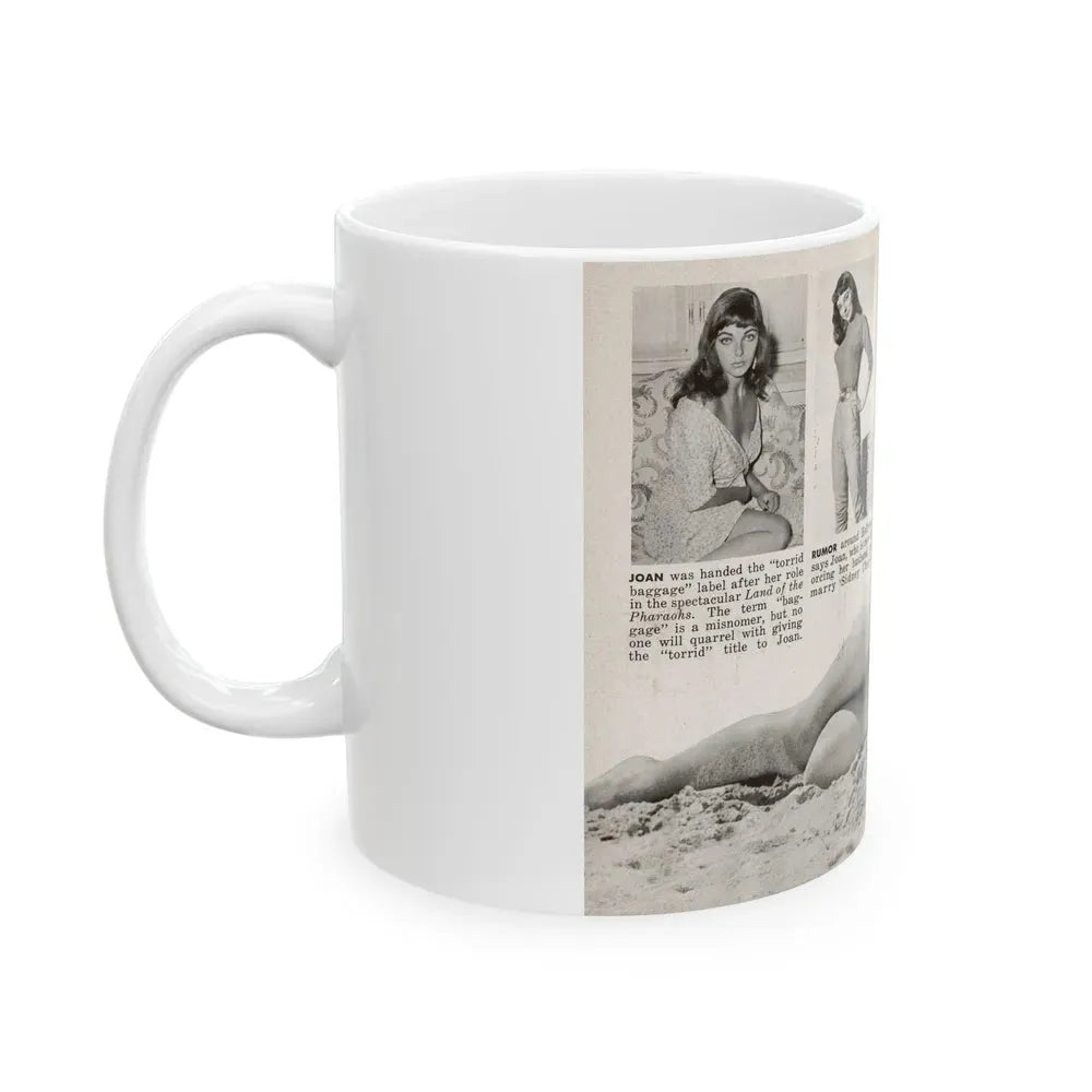 Joan Collins #686 - 2 Pages, 3 B&W Photos, Captions & Article Start from Picture Week 3-27-56 (Vintage Female Icon) White Coffee Mug - Go Mug Yourself