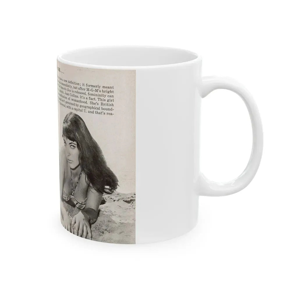 Joan Collins #686 - 2 Pages, 3 B&W Photos, Captions & Article Start from Picture Week 3-27-56 (Vintage Female Icon) White Coffee Mug - Go Mug Yourself