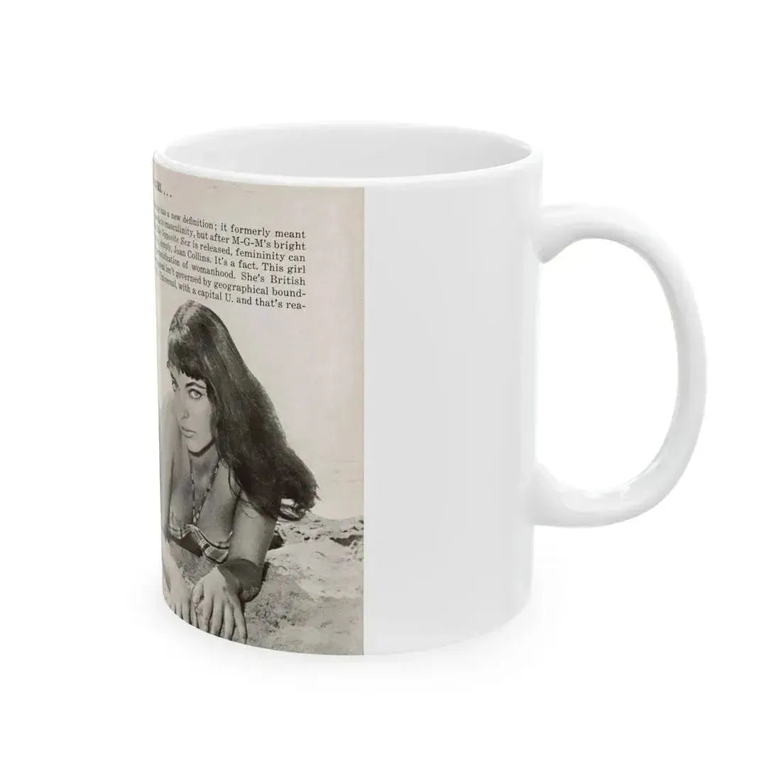 Joan Collins #686 - 2 Pages, 3 B&W Photos, Captions & Article Start from Picture Week 3-27-56 (Vintage Female Icon) White Coffee Mug - Go Mug Yourself