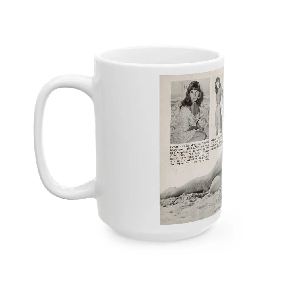 Joan Collins #686 - 2 Pages, 3 B&W Photos, Captions & Article Start from Picture Week 3-27-56 (Vintage Female Icon) White Coffee Mug - Go Mug Yourself