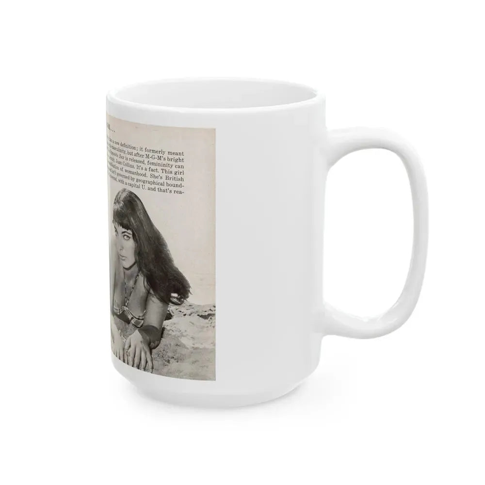 Joan Collins #686 - 2 Pages, 3 B&W Photos, Captions & Article Start from Picture Week 3-27-56 (Vintage Female Icon) White Coffee Mug - Go Mug Yourself