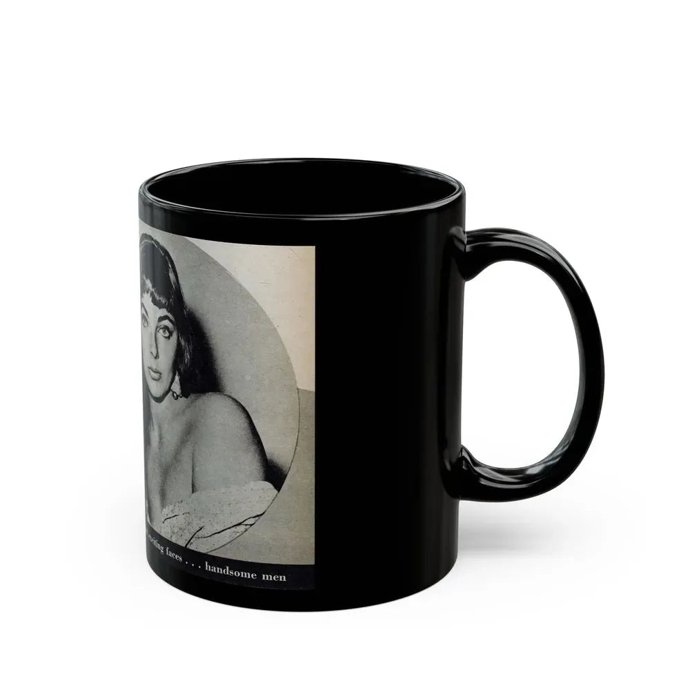 Joan Collins #688 - 1 B&W Portrait Head & Sholder Glamour Shot from Movie Star Magazine Circa 1950's (Vintage Female Icon) Black Coffee Mug - Go Mug Yourself