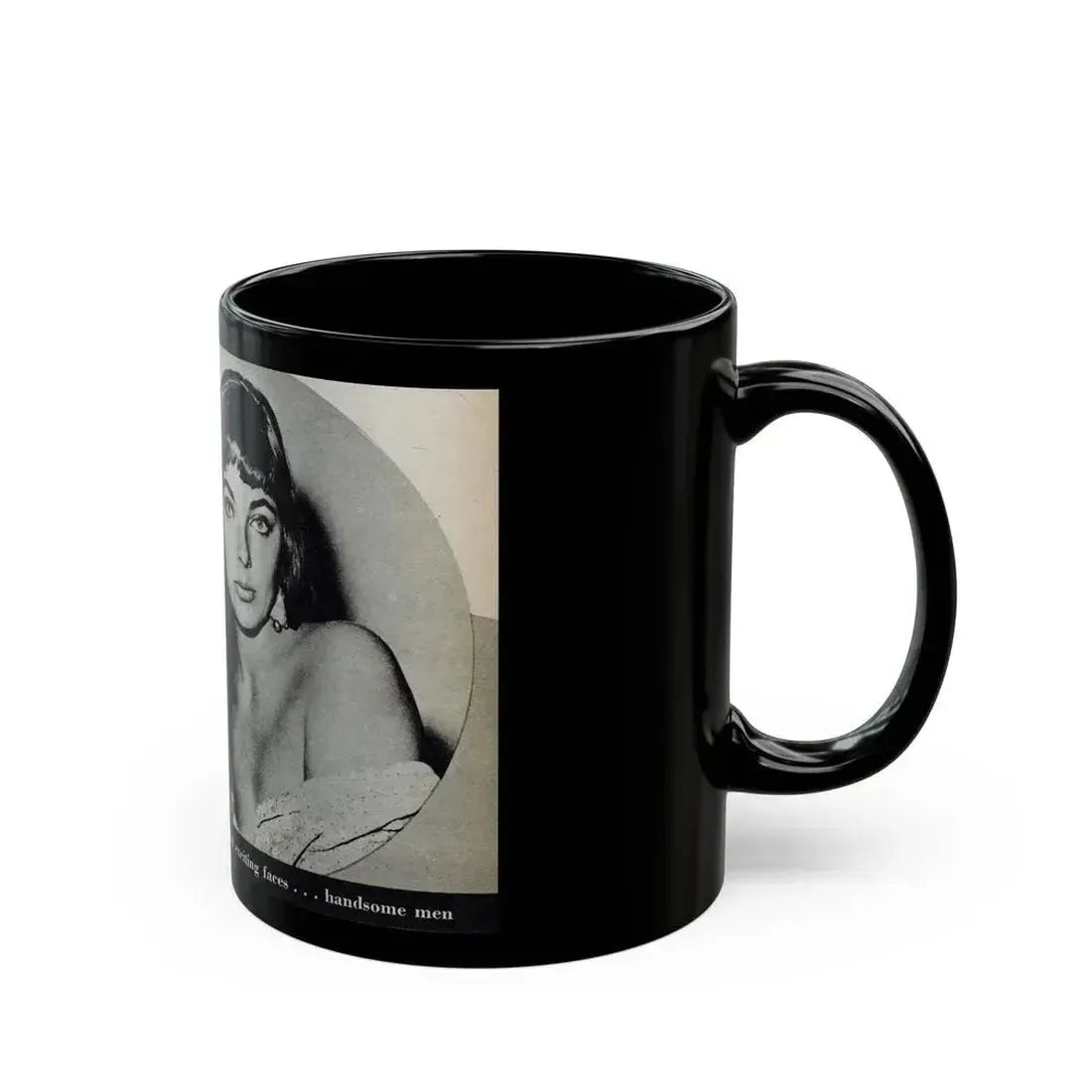 Joan Collins #688 - 1 B&W Portrait Head & Sholder Glamour Shot from Movie Star Magazine Circa 1950's (Vintage Female Icon) Black Coffee Mug - Go Mug Yourself