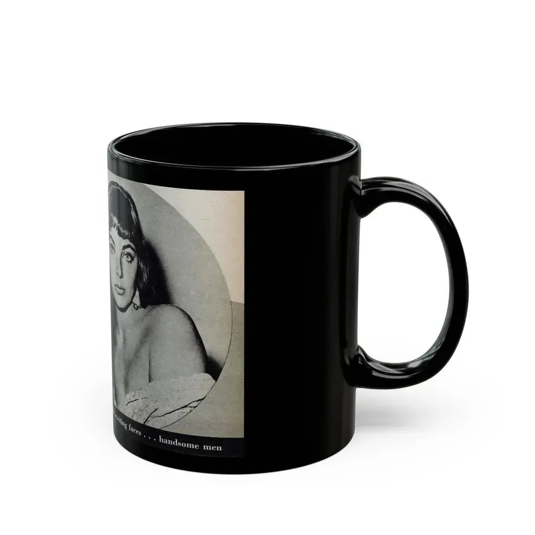 Joan Collins #688 - 1 B&W Portrait Head & Sholder Glamour Shot from Movie Star Magazine Circa 1950's (Vintage Female Icon) Black Coffee Mug - Go Mug Yourself