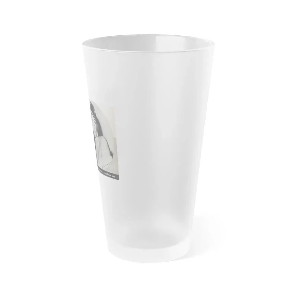 Joan Collins #688 - 1 B&W Portrait Head & Sholder Glamour Shot from Movie Star Magazine Circa 1950's (Vintage Female Icon) Frosted Pint Glass 16oz - Go Mug Yourself