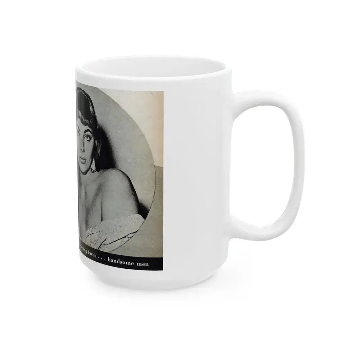 Joan Collins #688 - 1 B&W Portrait Head & Sholder Glamour Shot from Movie Star Magazine Circa 1950's (Vintage Female Icon) White Coffee Mug - Go Mug Yourself