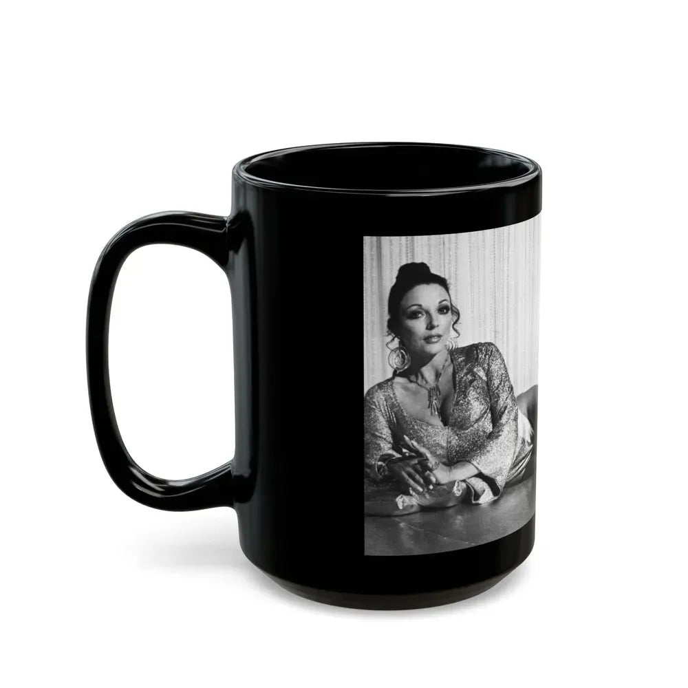 Joan Collins #98 (Vintage Female Icon) Black Coffee Mug - Go Mug Yourself