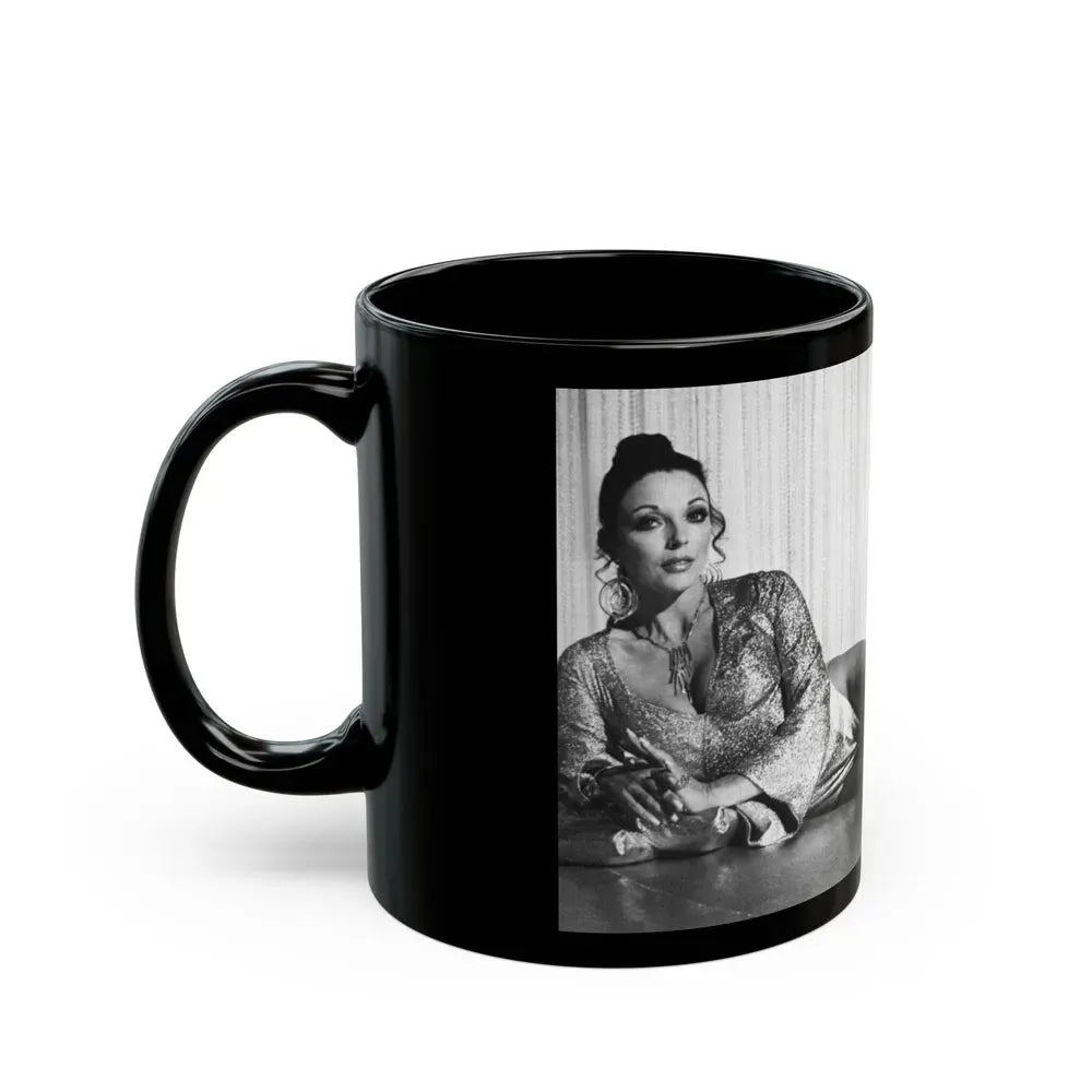 Joan Collins #98 (Vintage Female Icon) Black Coffee Mug - Go Mug Yourself