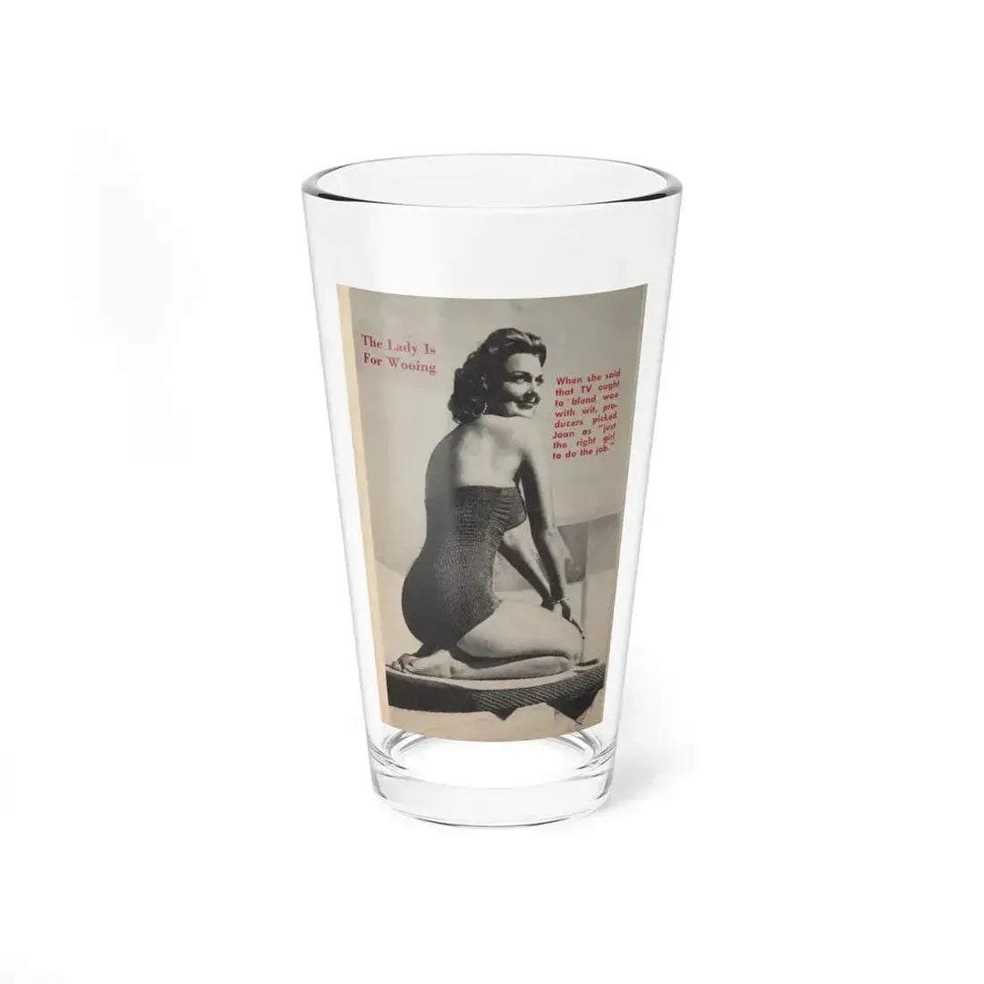 Joan Shawlee #48 - Page 62 - Pages 3 of 3 with, Joan+1 Full Page B&W Photo & Caption from People Today Pocket Mag. 1-26-55 (Vintage Female Icon) Pint Glass 16oz 16oz - Go Mug Yourself