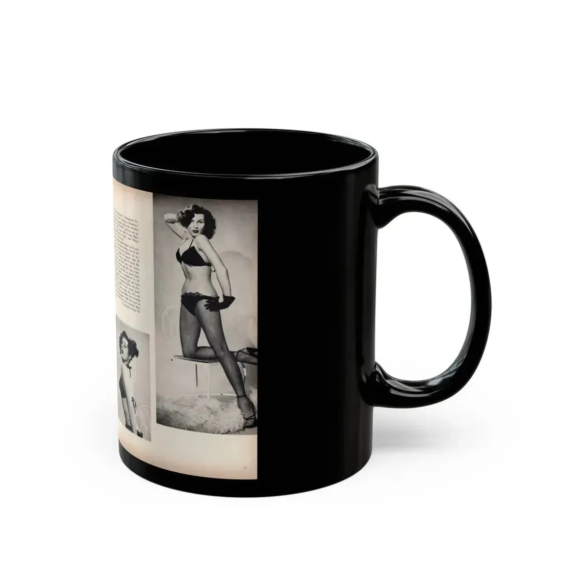 Joanne Arnold #102 - Pages 3 & 4 of 6 with, 4 B&W Photos & Article from Modern Man Mag. Feb. '52 (Vintage Female Icon) Black Coffee Mug - Go Mug Yourself