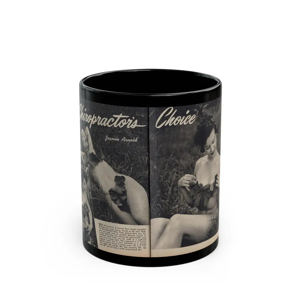 Joanne Arnold #107 - Pages 1 & 2 of 4 with 3 B&W Photos, Caption & Article from Famous Models Mag. Sept.-Oct. '51 (Vintage Female Icon) Black Coffee Mug 11oz - Go Mug Yourself