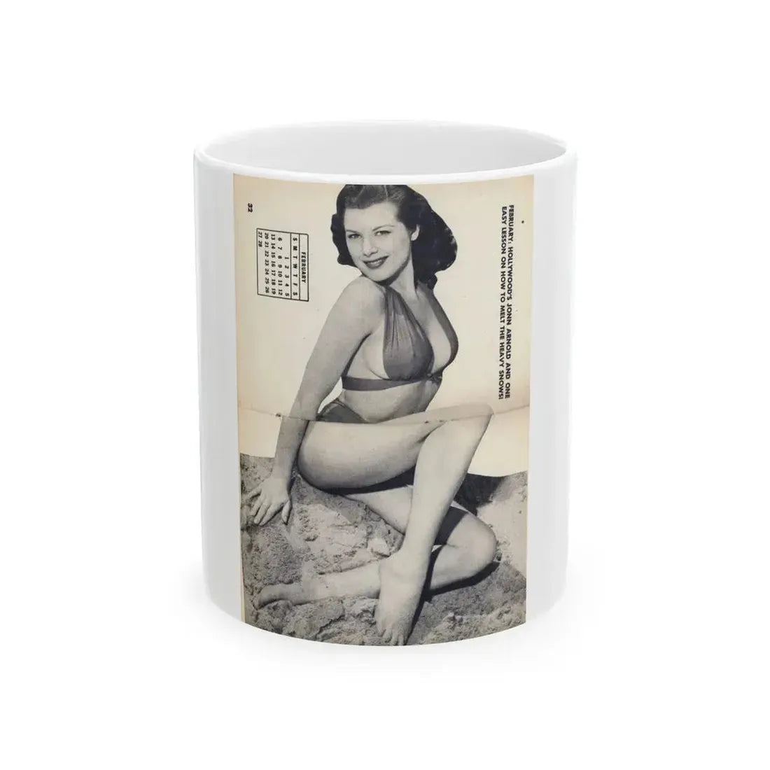 Joanne Arnold #109 - 1 B&W Centerfold of ''Jo Ann'' from HE Pocket Mag. Feb. '55 (Vintage Female Icon) White Coffee Mug 11oz - Go Mug Yourself