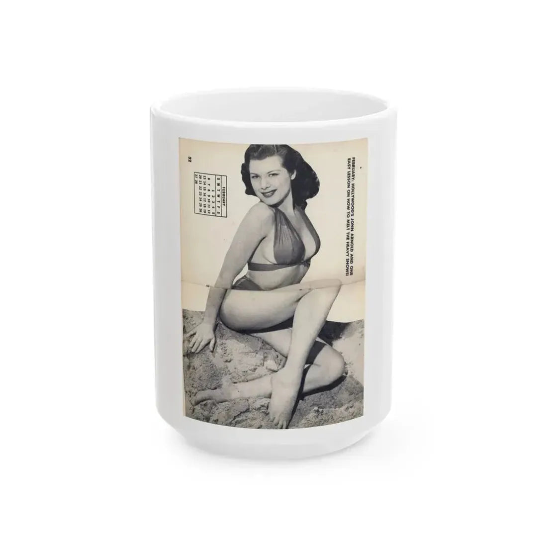 Joanne Arnold #109 - 1 B&W Centerfold of ''Jo Ann'' from HE Pocket Mag. Feb. '55 (Vintage Female Icon) White Coffee Mug 15oz - Go Mug Yourself
