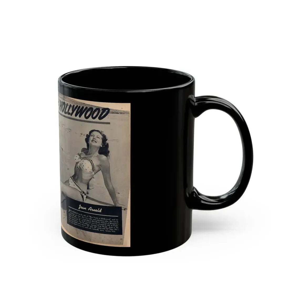Joanne Arnold #110 - Pages 26 & 27 Pages 1 & 2 of 4 Featuring, ''Jo Ann'' with, 2 Large B&W Photos & Brief Paragraph (Vintage Female Icon) Black Coffee Mug - Go Mug Yourself