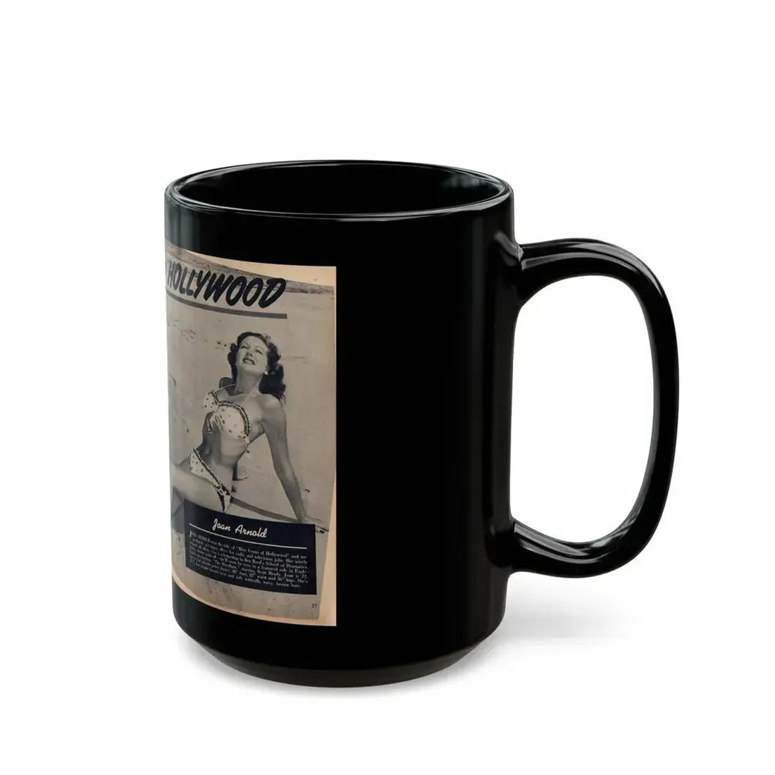 Joanne Arnold #110 - Pages 26 & 27 Pages 1 & 2 of 4 Featuring, ''Jo Ann'' with, 2 Large B&W Photos & Brief Paragraph (Vintage Female Icon) Black Coffee Mug - Go Mug Yourself