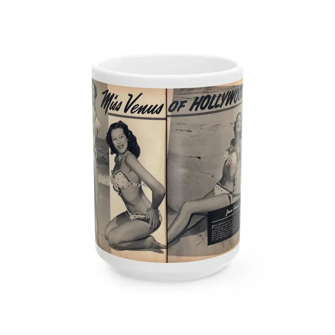 Joanne Arnold #110 - Pages 26 & 27 Pages 1 & 2 of 4 Featuring, ''Jo Ann'' with, 2 Large B&W Photos & Brief Paragraph (Vintage Female Icon) White Coffee Mug 15oz - Go Mug Yourself
