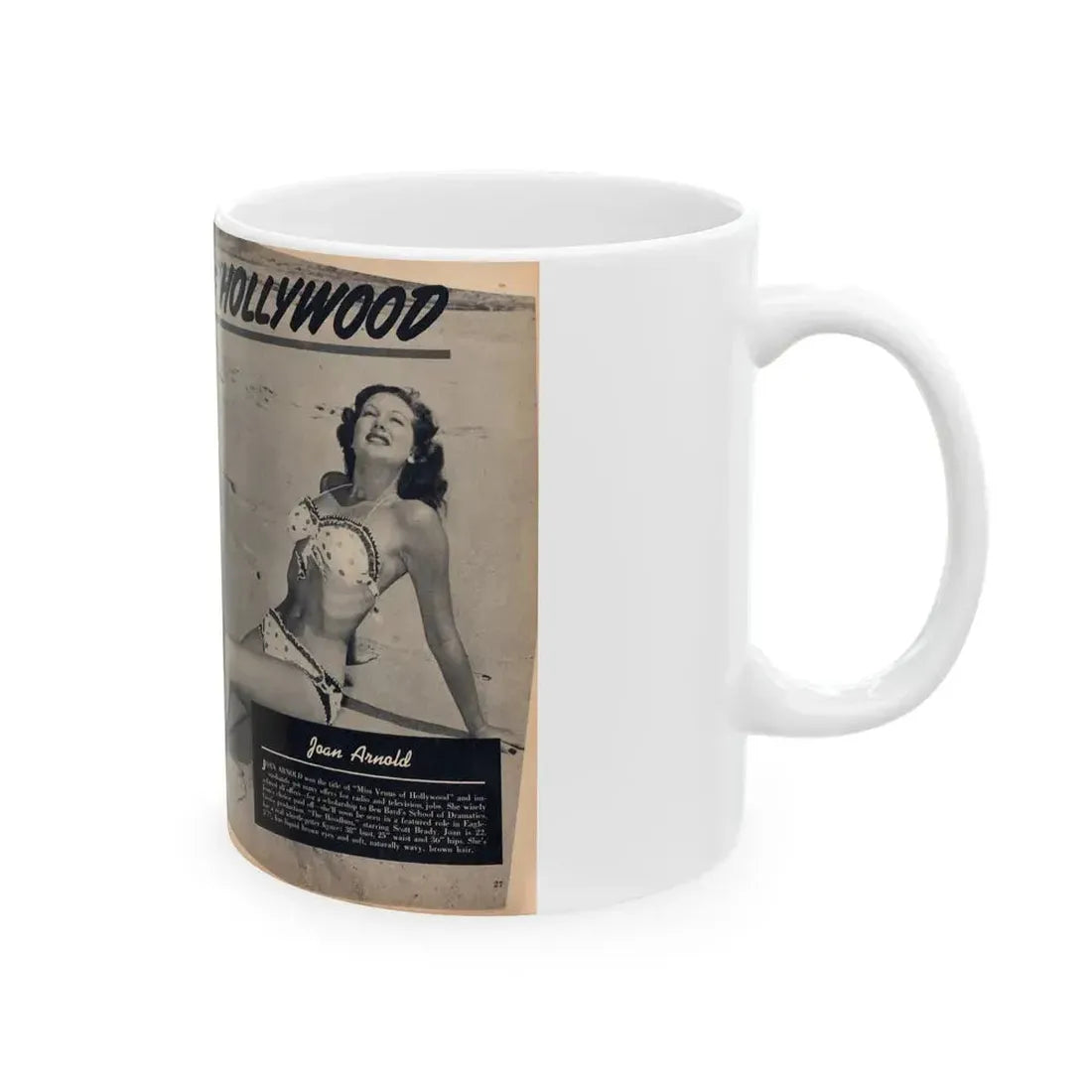 Joanne Arnold #110 - Pages 26 & 27 Pages 1 & 2 of 4 Featuring, ''Jo Ann'' with, 2 Large B&W Photos & Brief Paragraph (Vintage Female Icon) White Coffee Mug - Go Mug Yourself