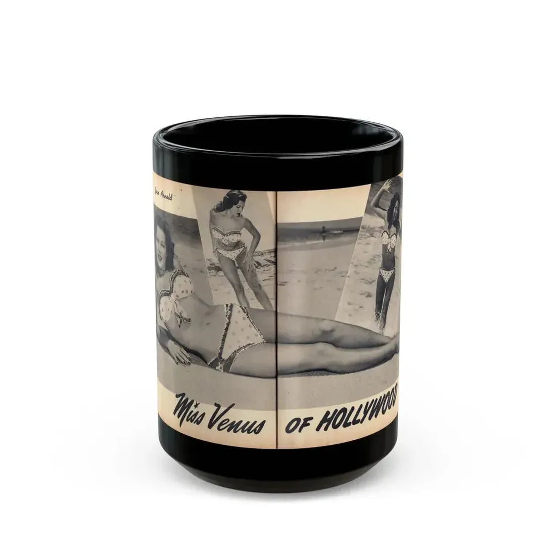 Joanne Arnold #111 - Pages 28 & 29 Pages 3 & 4 of 4 Featuring, ''Jo Ann'' with, 1 Large B&W Photo, 2 Small Ones & Brief Paragraph (Vintage Female Icon) Black Coffee Mug 15oz - Go Mug Yourself