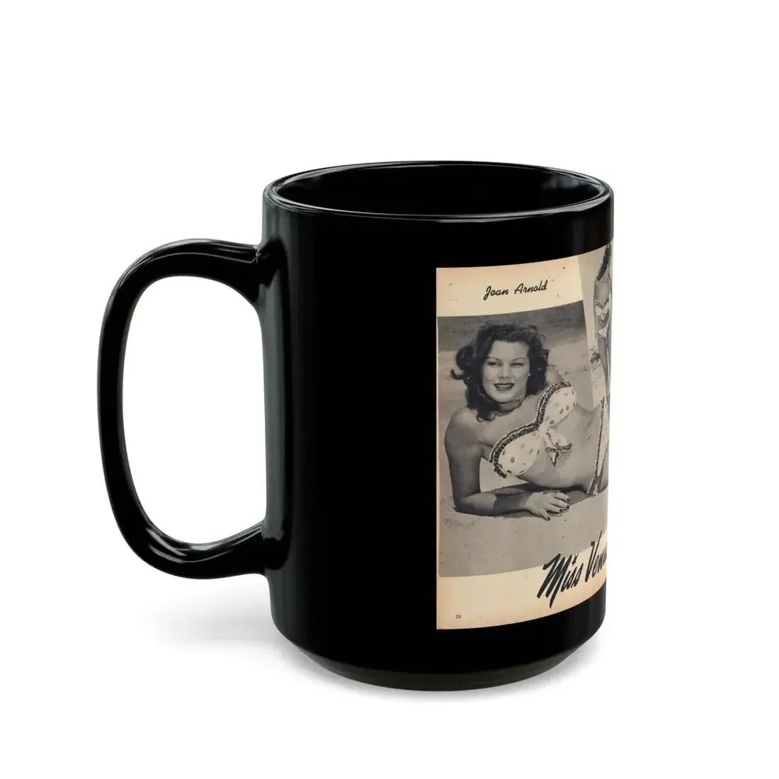 Joanne Arnold #111 - Pages 28 & 29 Pages 3 & 4 of 4 Featuring, ''Jo Ann'' with, 1 Large B&W Photo, 2 Small Ones & Brief Paragraph (Vintage Female Icon) Black Coffee Mug - Go Mug Yourself