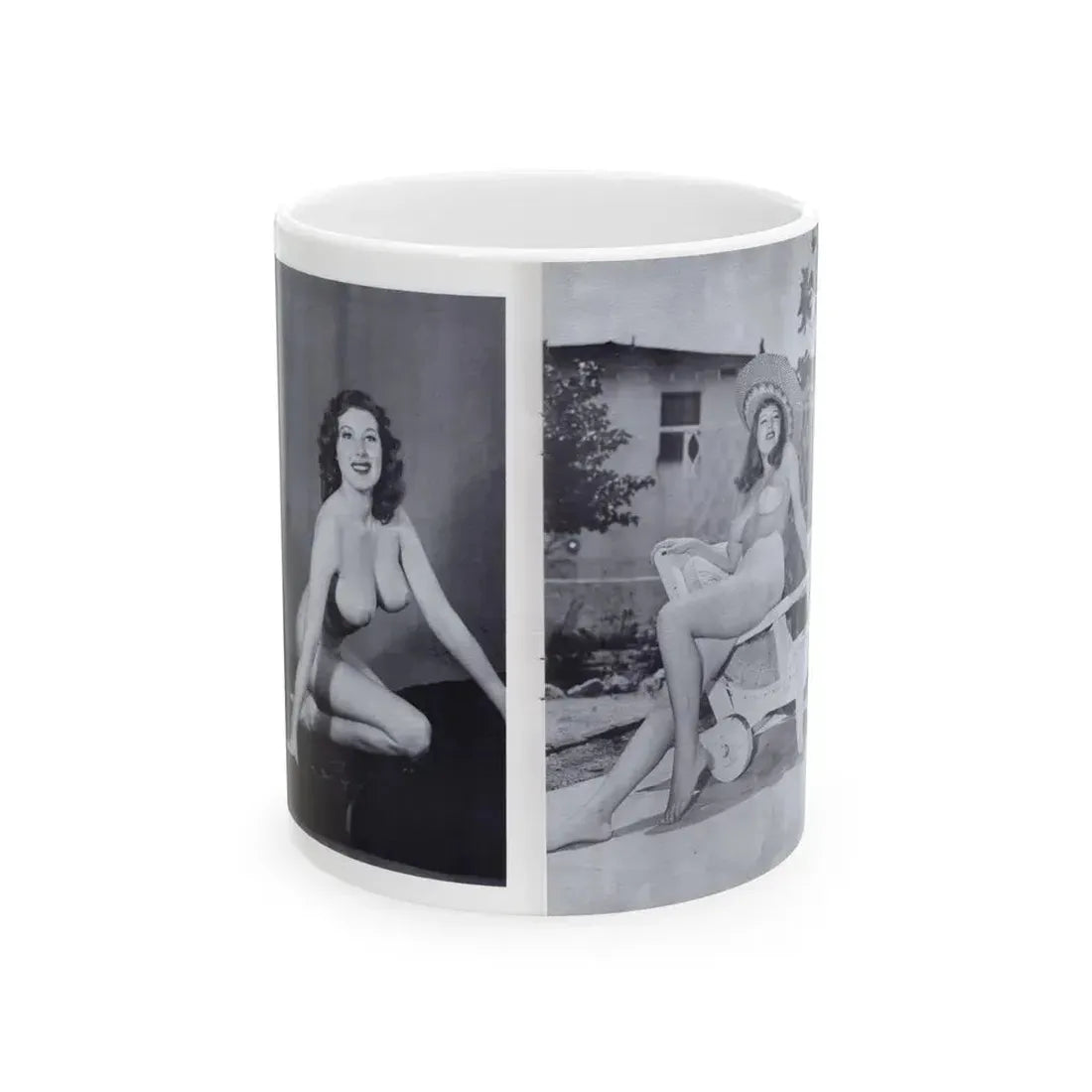 Joanne Arnold #117 - Pages 10 & 11 with, 2 Full Body B&W Semi Nude Pics from BREATHTAKNG BEAUTIES Proudly Presents...Jo Ann (Vintage Female Icon) White Coffee Mug 11oz - Go Mug Yourself