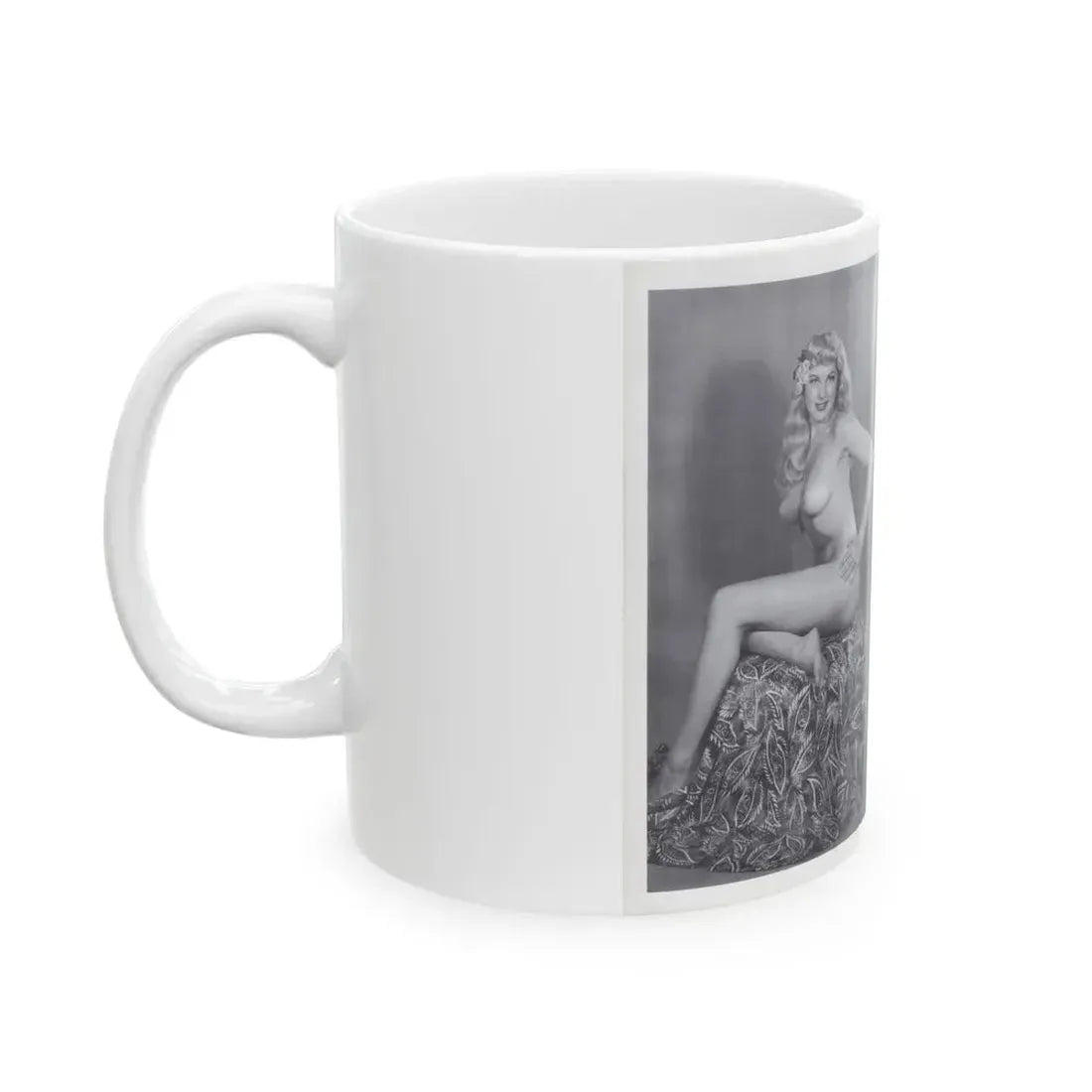 Joanne Arnold #121 - Pages 18 & 19 with, 2 B&W Semi Nude Pics Left 1 as a Blonde from BREATHTAKNG BEAUTIES Proudly Presents...Jo Ann (Vintage Female Icon) White Coffee Mug - Go Mug Yourself