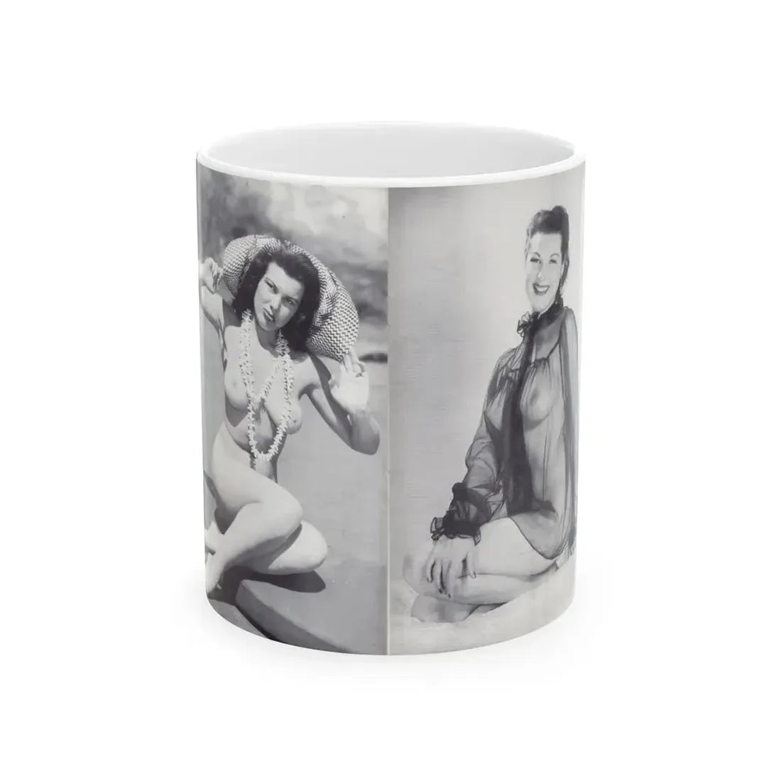 Joanne Arnold #123 - Pages 22 & 23 with, 2 B&W Nude Pics Right with see-through Lingerie on from BREATHTAKNG BEAUTIES Proudly Presents...Jo Ann (Vintage Female Icon) White Coffee Mug 11oz - Go Mug Yourself