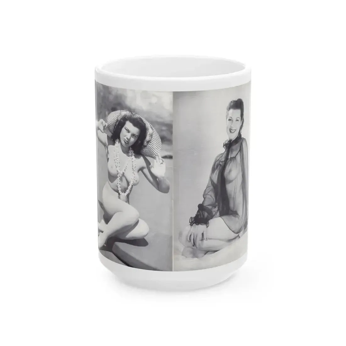 Joanne Arnold #123 - Pages 22 & 23 with, 2 B&W Nude Pics Right with see-through Lingerie on from BREATHTAKNG BEAUTIES Proudly Presents...Jo Ann (Vintage Female Icon) White Coffee Mug 15oz - Go Mug Yourself