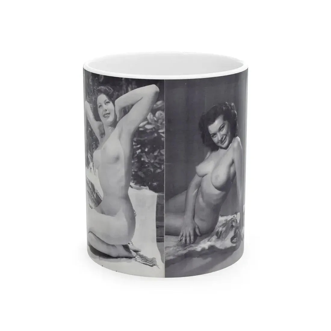 Joanne Arnold #124 - Pages 24 & 25 with, 2 B&W Full Body Except Right 1 both Nude Pics from BREATHTAKNG BEAUTIES Proudly Presents...Jo Ann (Vintage Female Icon) White Coffee Mug 11oz - Go Mug Yourself