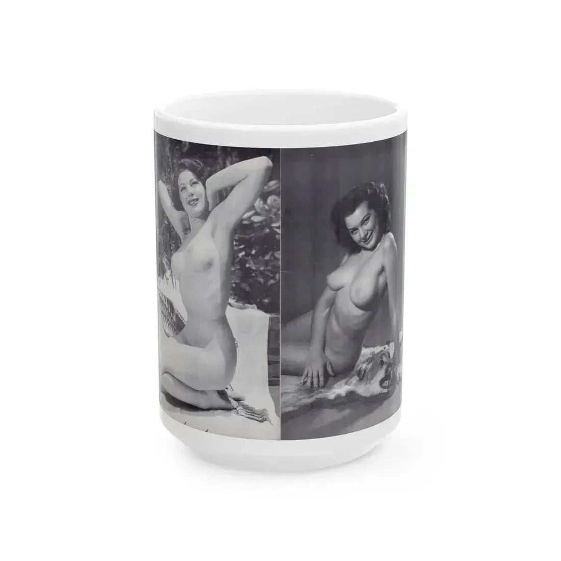 Joanne Arnold #124 - Pages 24 & 25 with, 2 B&W Full Body Except Right 1 both Nude Pics from BREATHTAKNG BEAUTIES Proudly Presents...Jo Ann (Vintage Female Icon) White Coffee Mug 15oz - Go Mug Yourself