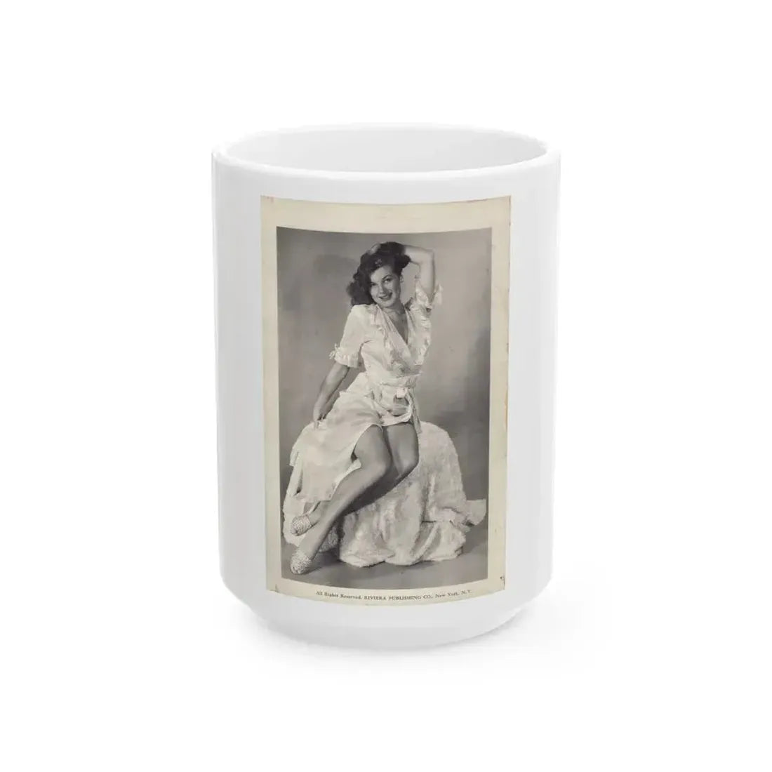 Joanne Arnold #126 - BREATHTAKNG BEAUTIES Proudly Presents...Jo Ann Joanne in B&W & White Robe also Closed Feet Clads (Vintage Female Icon) White Coffee Mug 15oz - Go Mug Yourself