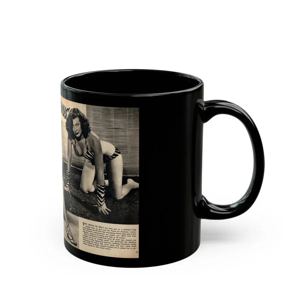 Joanne Arnold #129 Pages 26 & 27 Pages 2 of 2 with Joan Ann 4 B&W Shots & Short Paragraph on her from CANDID WHIRL Mag. January '53 (Vintage Female Icon) Black Coffee Mug - Go Mug Yourself