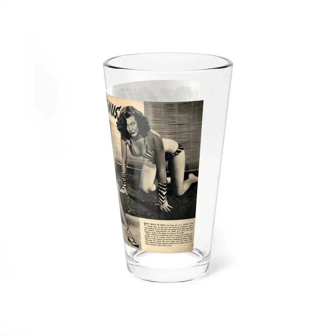 Joanne Arnold #129 Pages 26 & 27 Pages 2 of 2 with Joan Ann 4 B&W Shots & Short Paragraph on her from CANDID WHIRL Mag. January '53 (Vintage Female Icon) Pint Glass 16oz - Go Mug Yourself