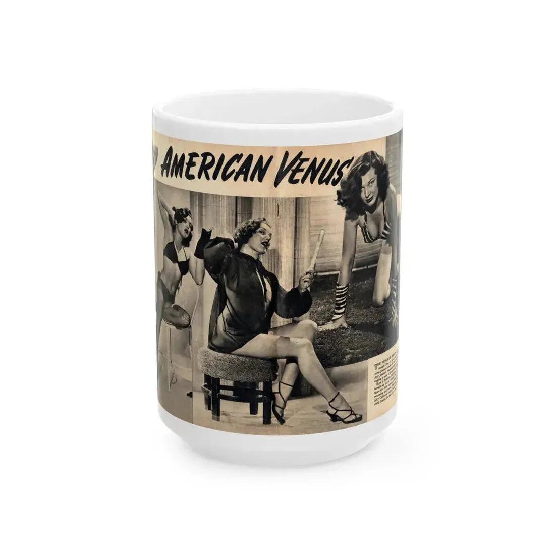 Joanne Arnold #129 Pages 26 & 27 Pages 2 of 2 with Joan Ann 4 B&W Shots & Short Paragraph on her from CANDID WHIRL Mag. January '53 (Vintage Female Icon) White Coffee Mug 15oz - Go Mug Yourself