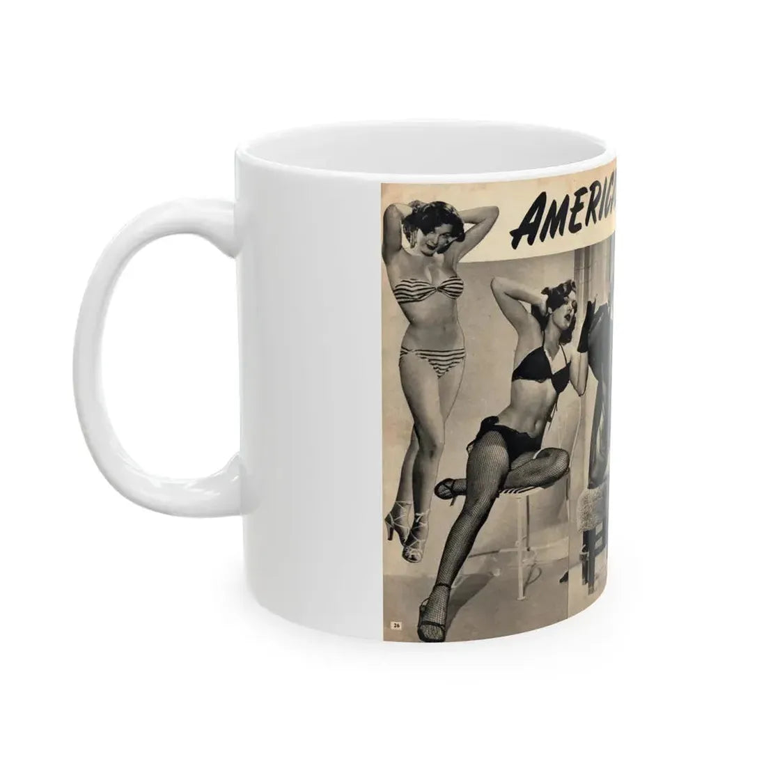 Joanne Arnold #129 Pages 26 & 27 Pages 2 of 2 with Joan Ann 4 B&W Shots & Short Paragraph on her from CANDID WHIRL Mag. January '53 (Vintage Female Icon) White Coffee Mug - Go Mug Yourself