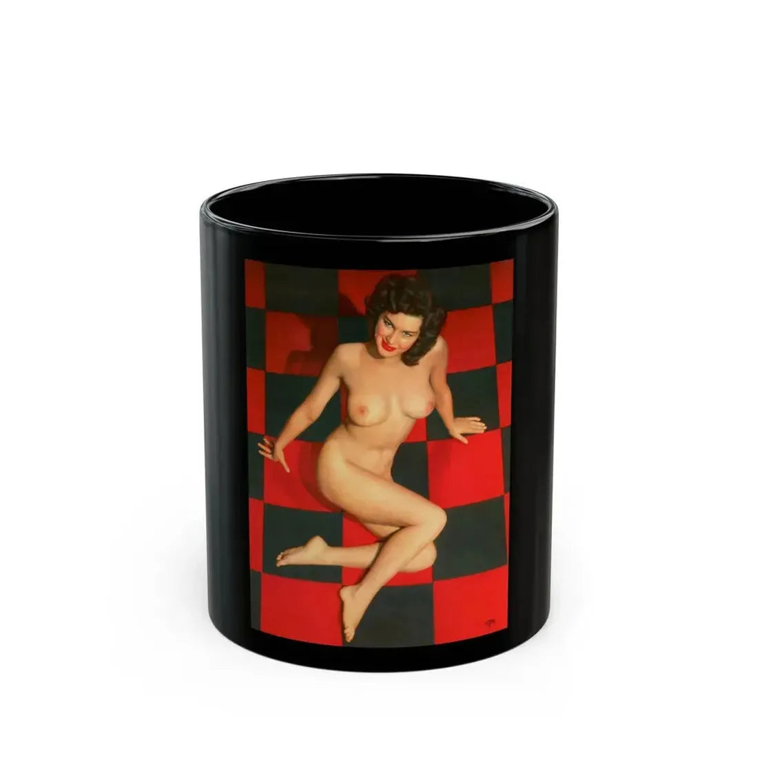 Joanne Arnold #51 - Nude (Vintage Female Icon) Black Coffee Mug 11oz - Go Mug Yourself