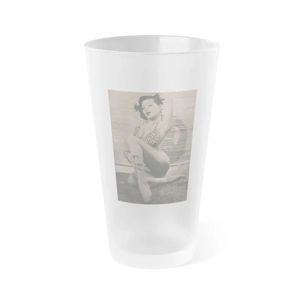 Joanne Arnold #62 - Pages 2 of 6 with, 1 Full Page B&W Photo from Cover Girls Models Mag. April '54 (Vintage Female Icon) Frosted Pint Glass 16oz 16oz Frosted - Go Mug Yourself