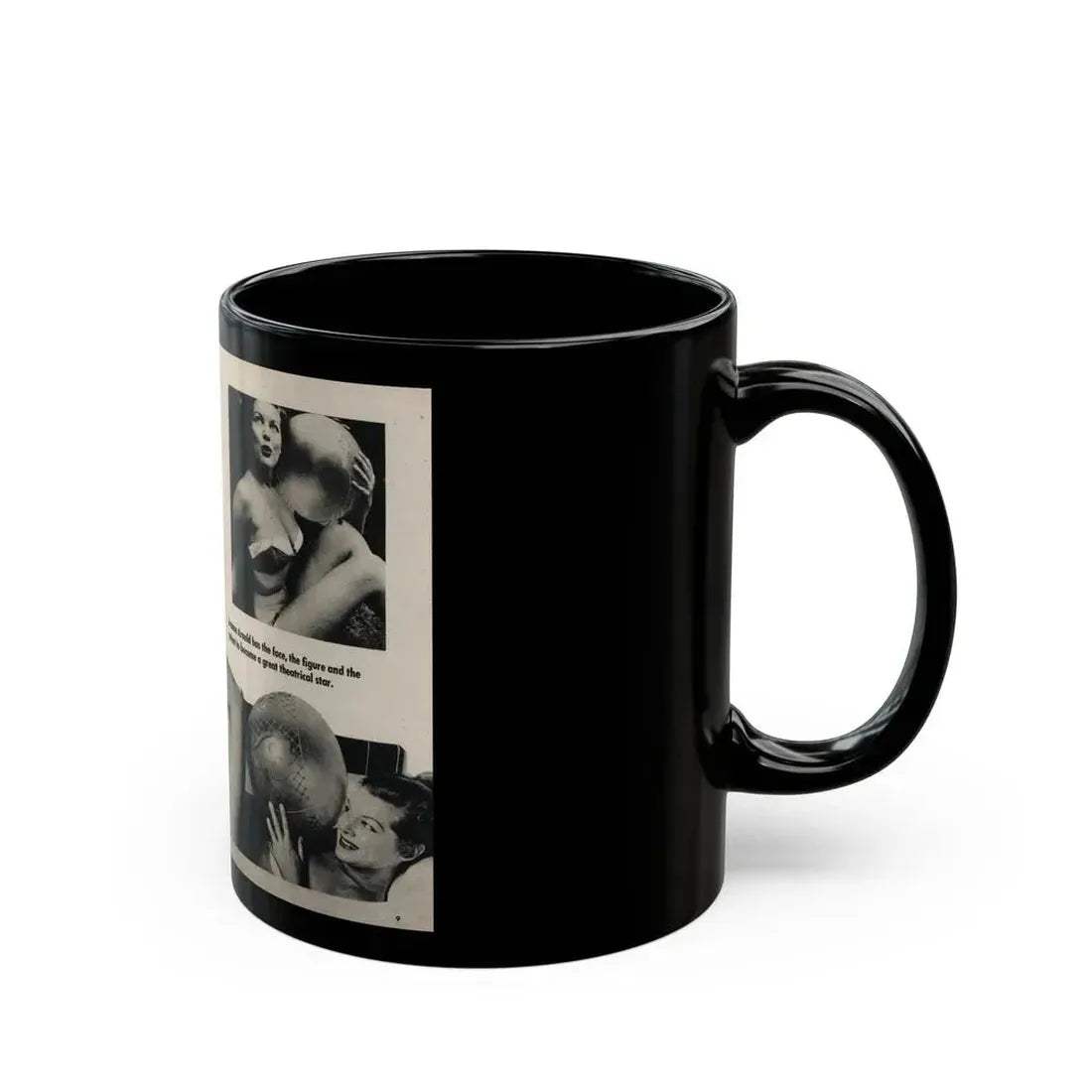 Joanne Arnold #65 - Pages 1 & 2 of 3 with, 3 B&W Photos, Captions & Short Article from Foto-rama Digest Mag. March '54 (Vintage Female Icon) Black Coffee Mug - Go Mug Yourself